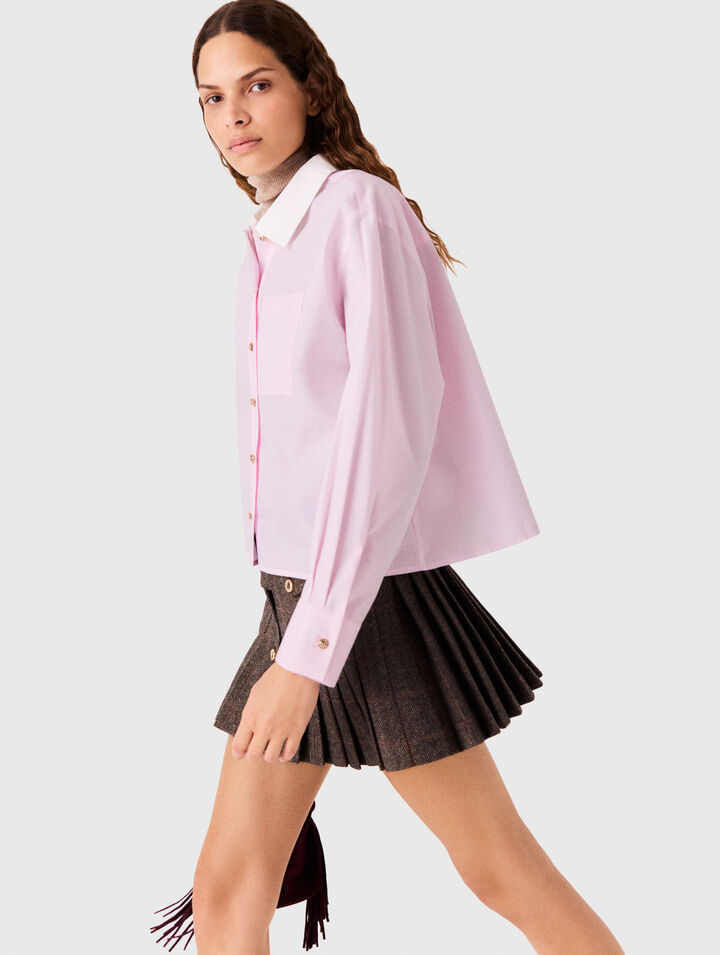 Chemise courte et col contrast&eacute;