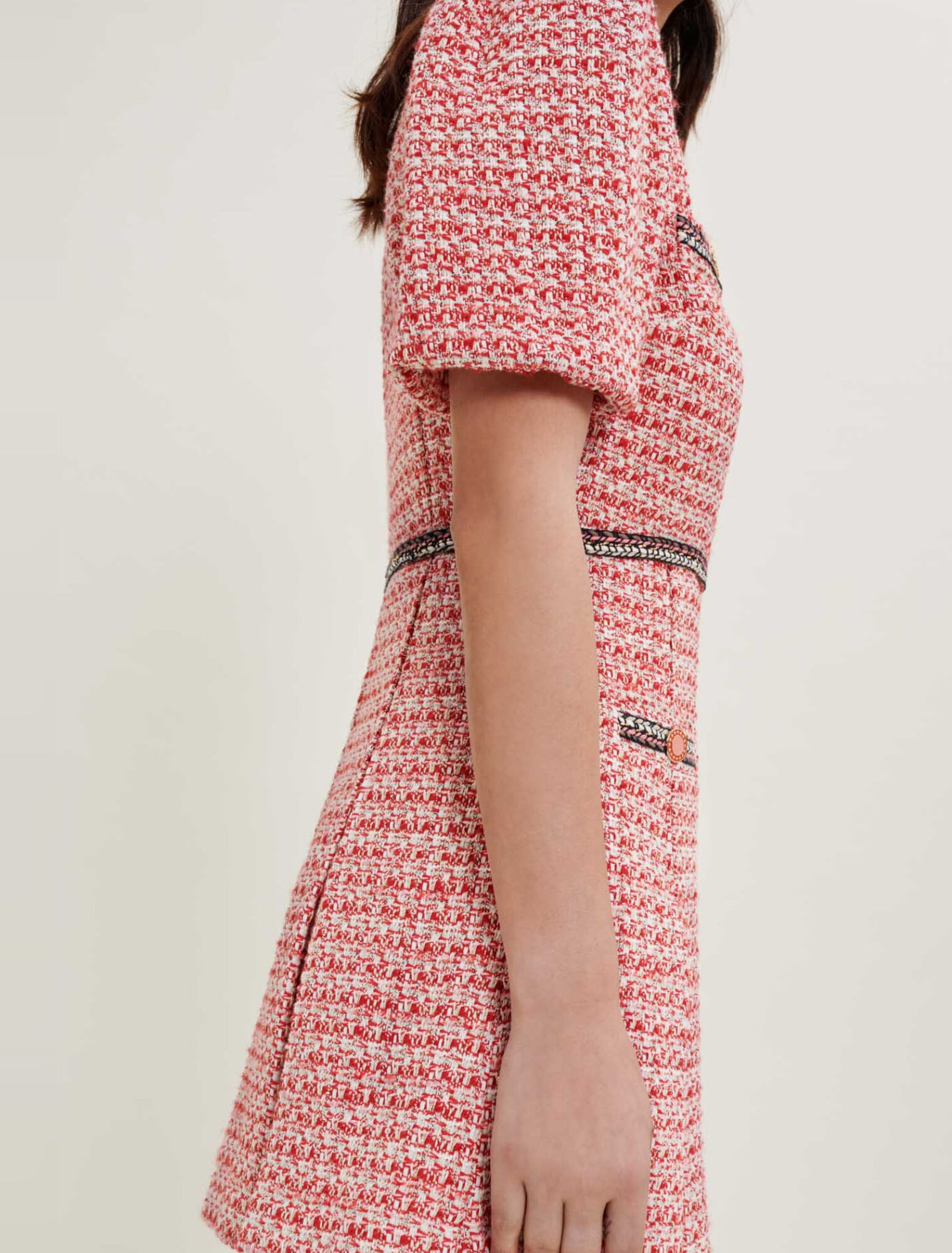 Robe en tweed à galons ethniques