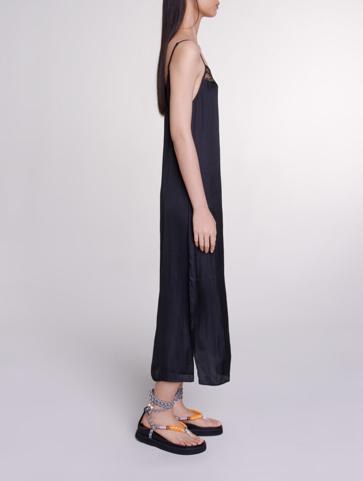 Robe longue satinée