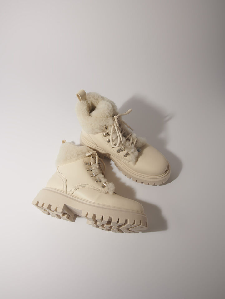 Bottines chunky en fausse fourrure