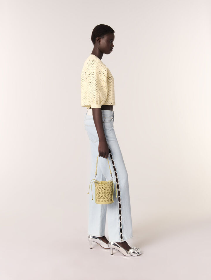 Sac seau en cuir perforé