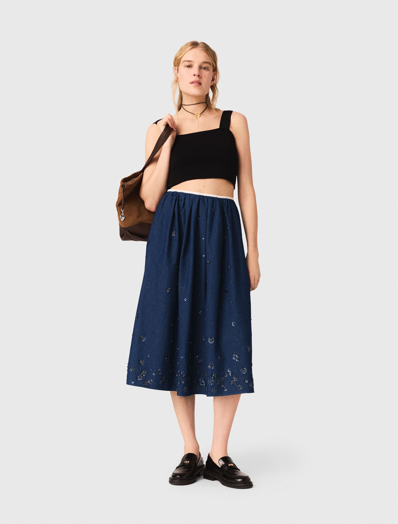 Crop top en maille &agrave; bretelles