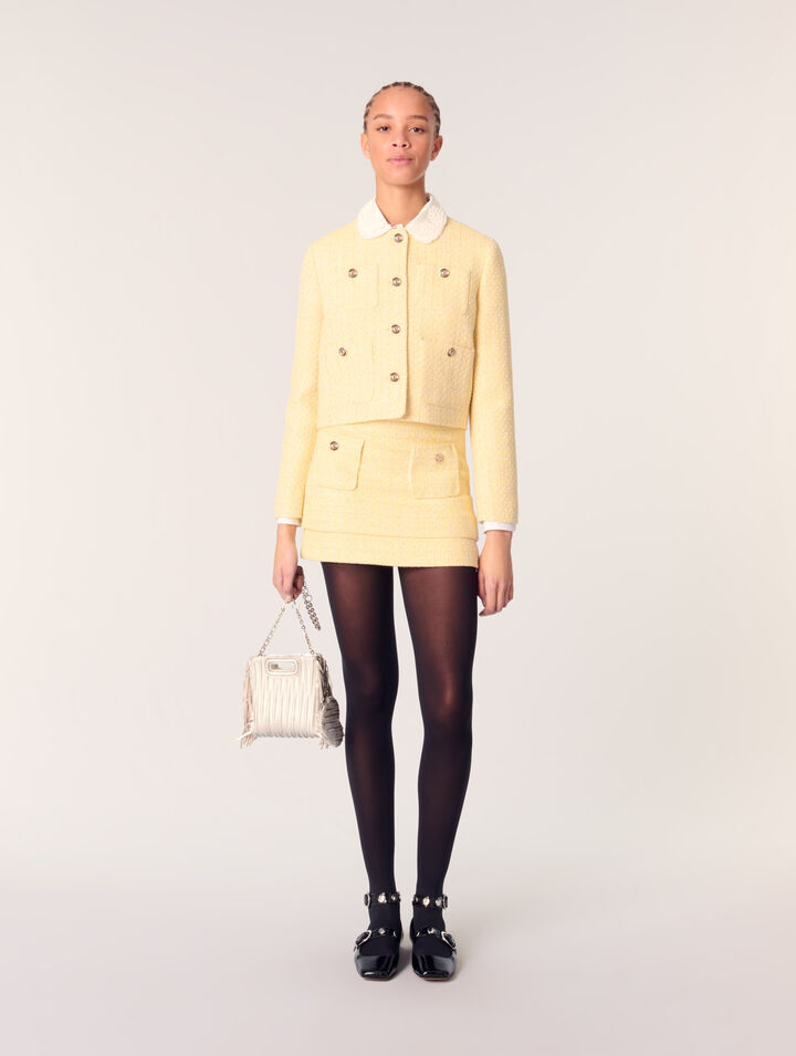 Veste courte en tweed et lurex