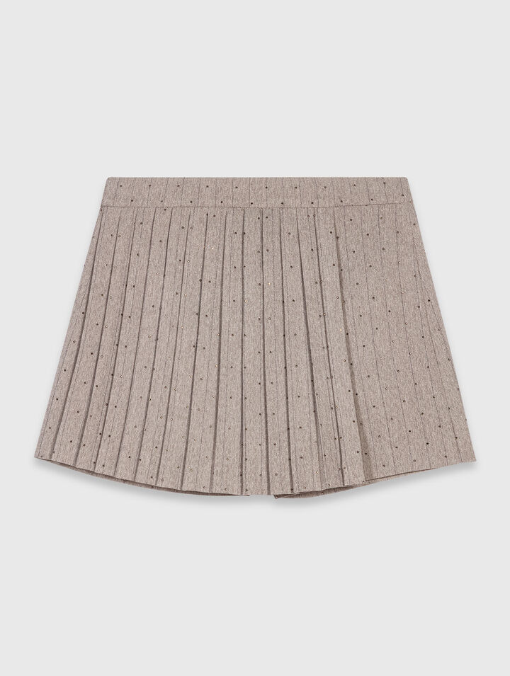 Short trompe l'œil plissé à strass