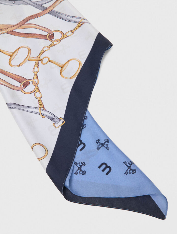 Foulard en soie &agrave; motifs &eacute;questres