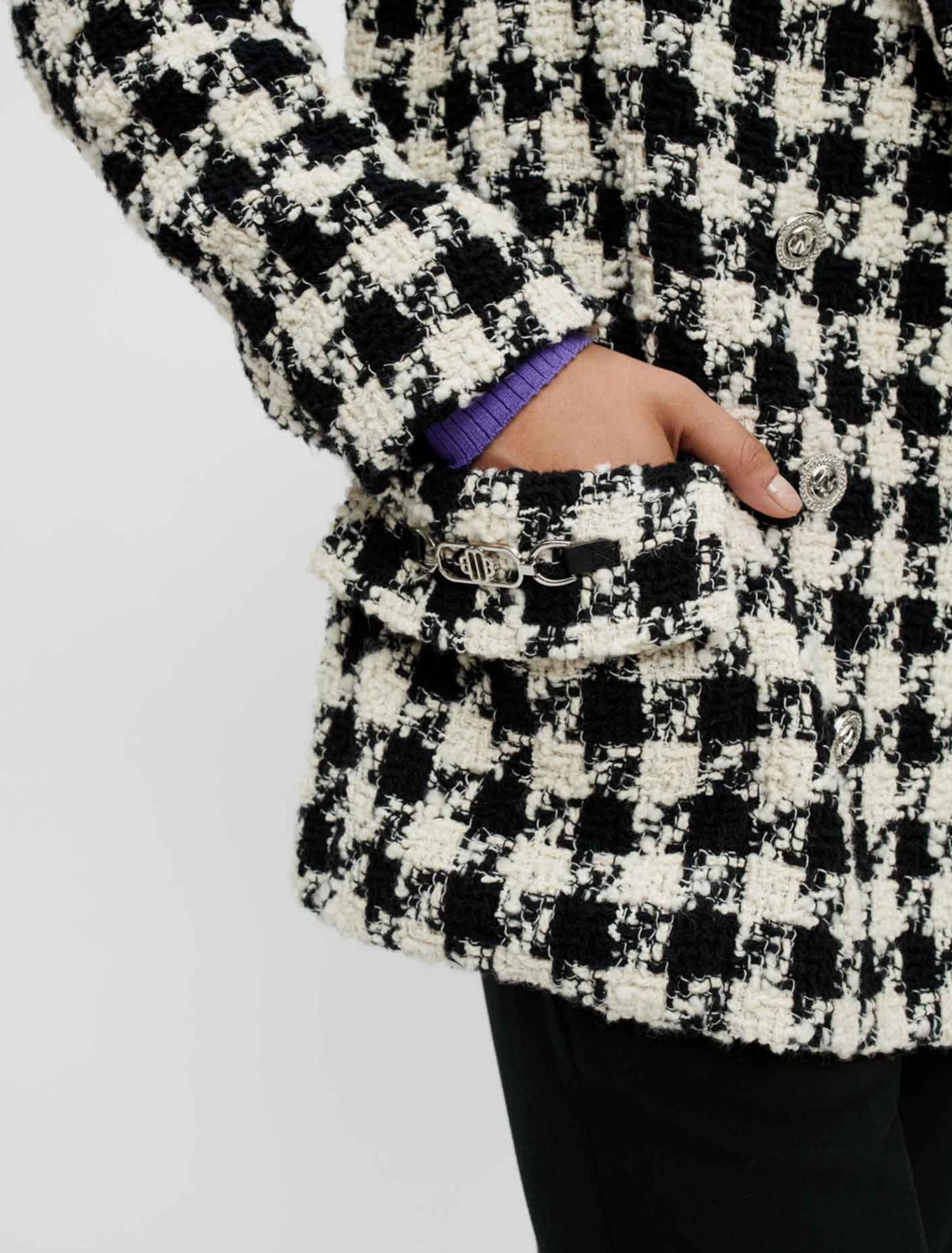 Veste large et épaisse en pied-de-coq