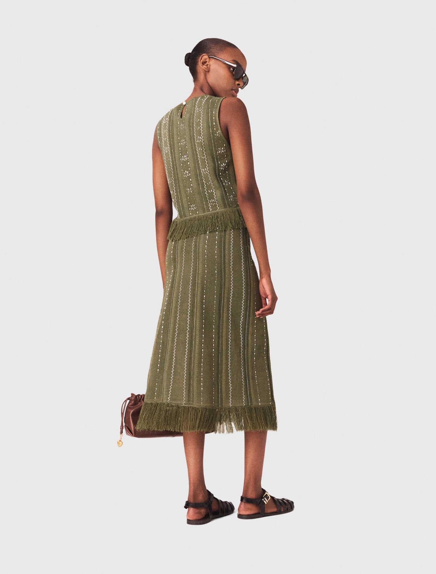 Jupe en maille avec fleurs strass&eacute;