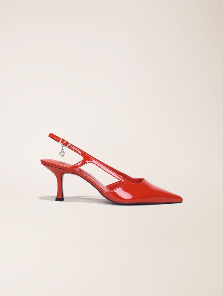 Escarpin slingback en cuir vernis