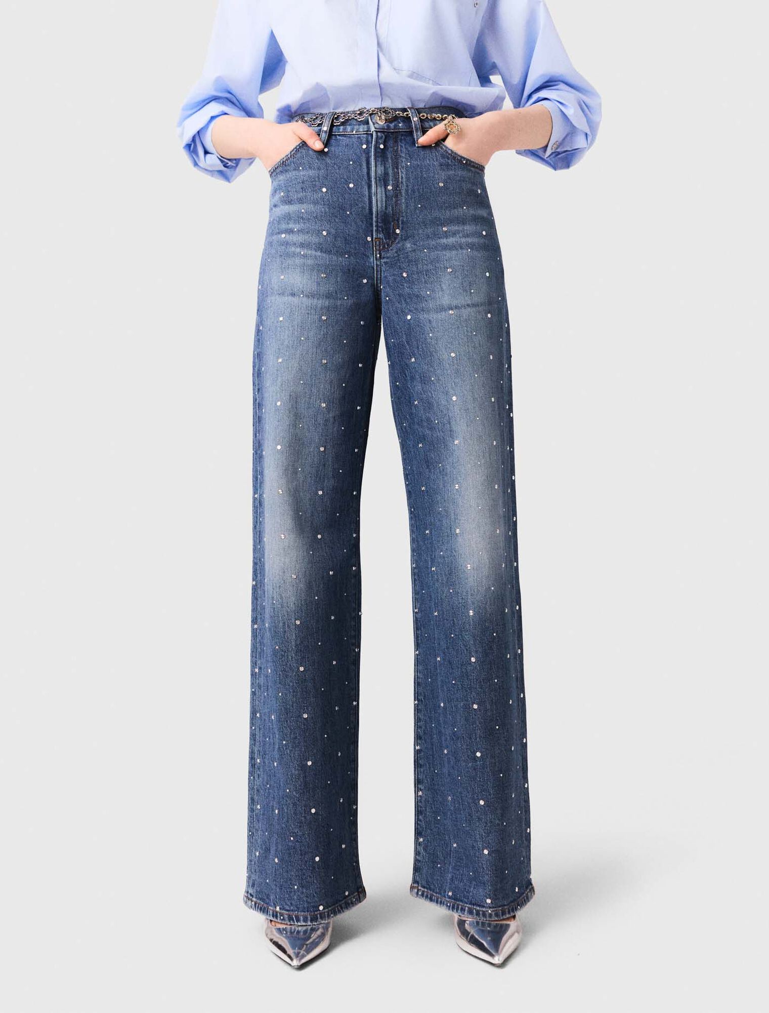 Jean large en denim avec clous