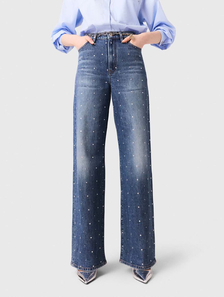 Jean large en denim avec clous