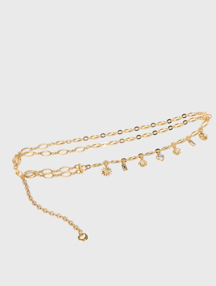 Ceinture chaine double &agrave; charms