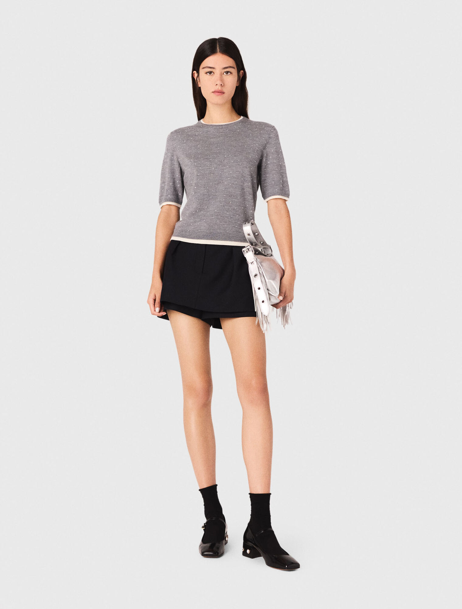 Pull 100% laine à manches courtes