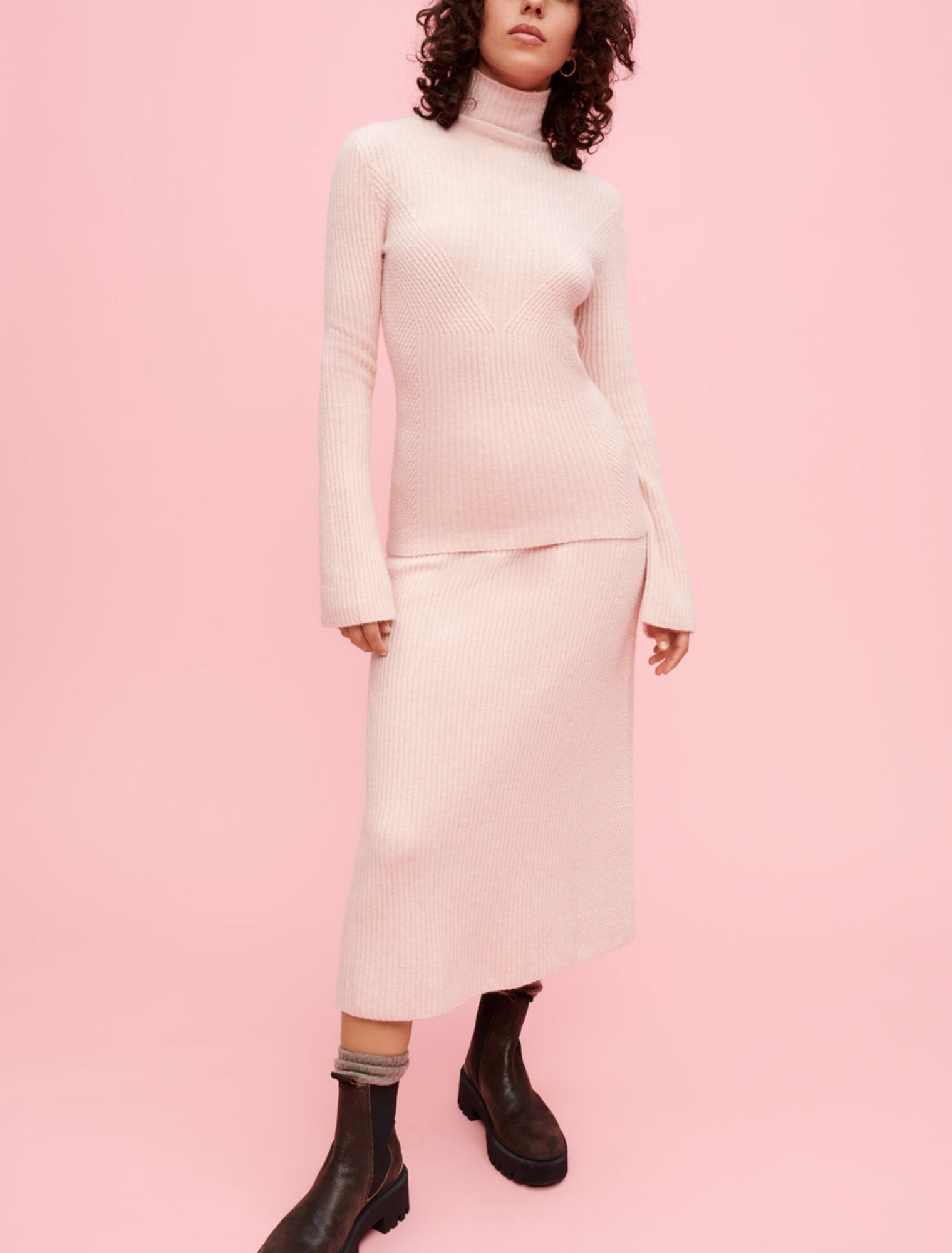 Pull col montant en maille stretch