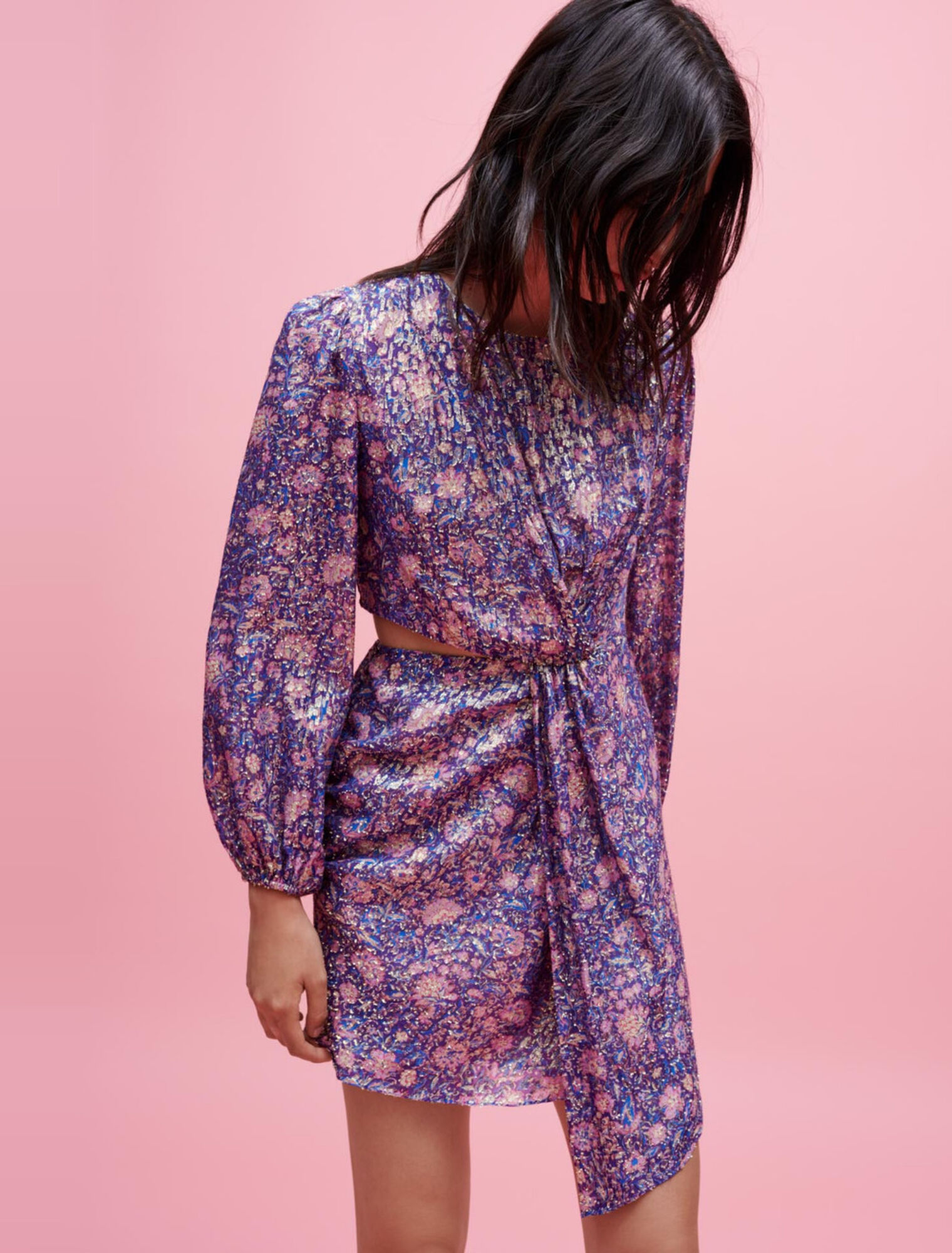 Robe en viscose imprimée métallisée