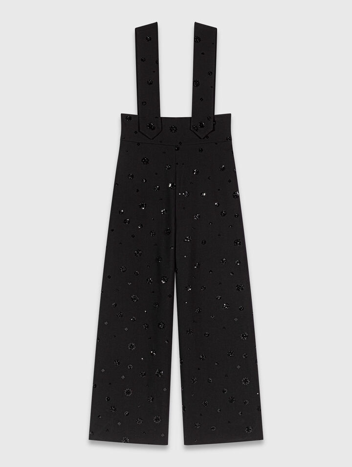 Pantalon à bretelles brodé