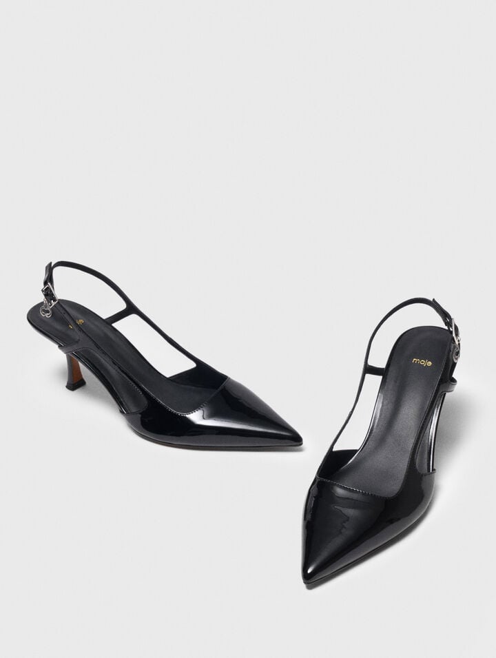 Escarpins slingback en cuir vernis
