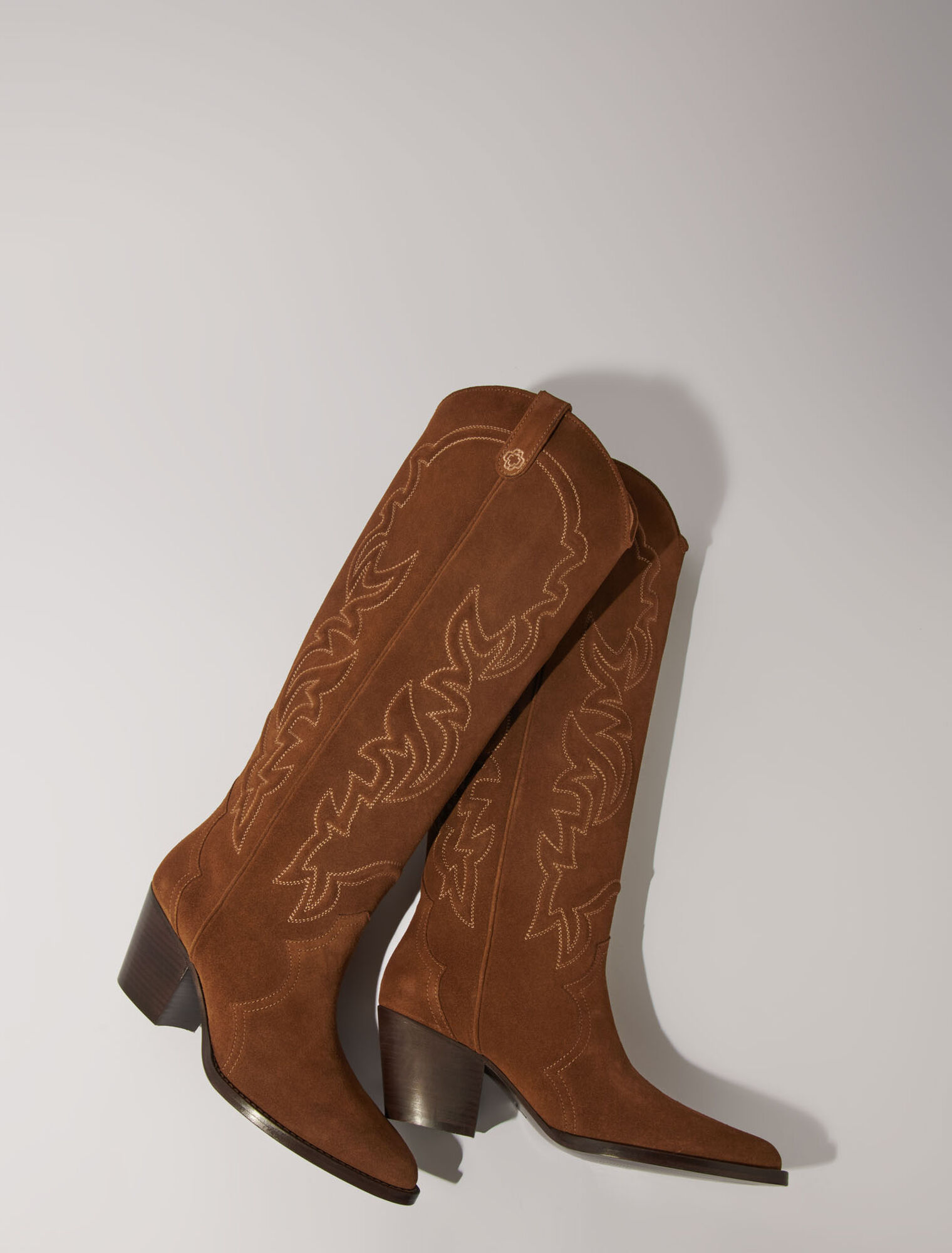 Bottes santiags en cuir suédé