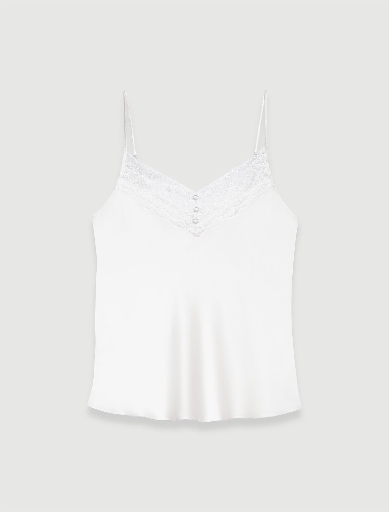 Top en satin de soie et dentelles