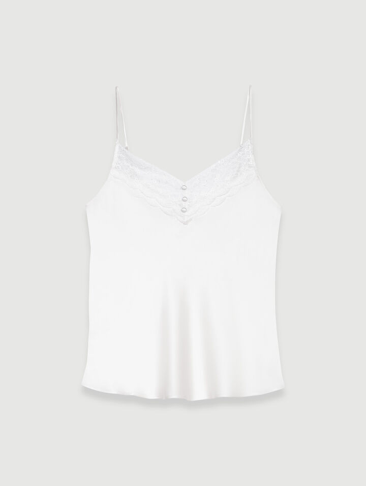 Top en satin de soie et dentelles