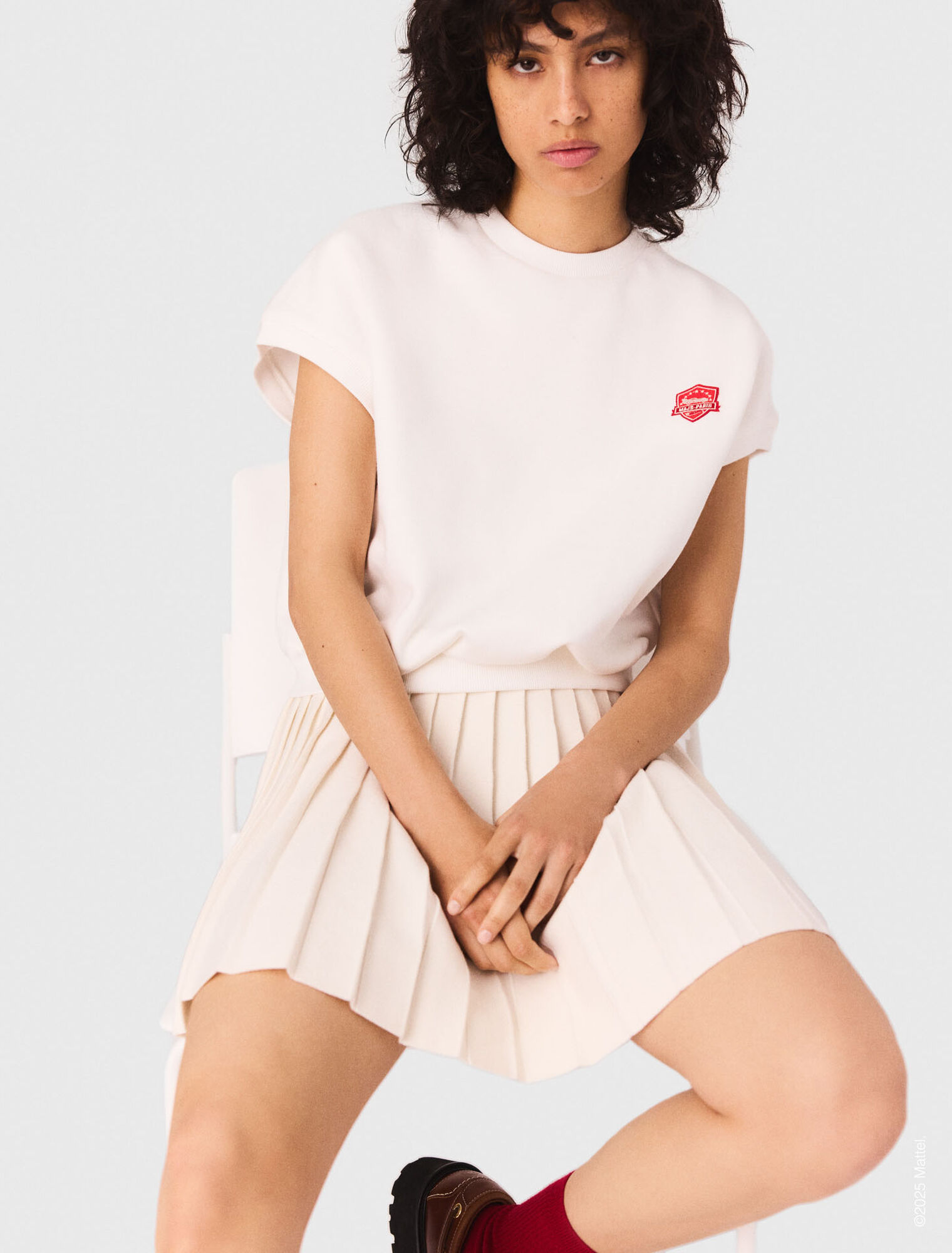 Sweatshirt crop avec logo brodé