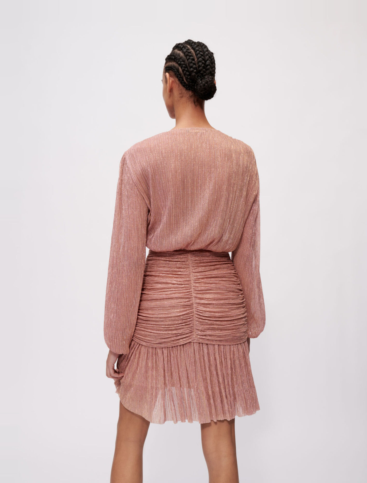 Robe froncée entièrement lamée