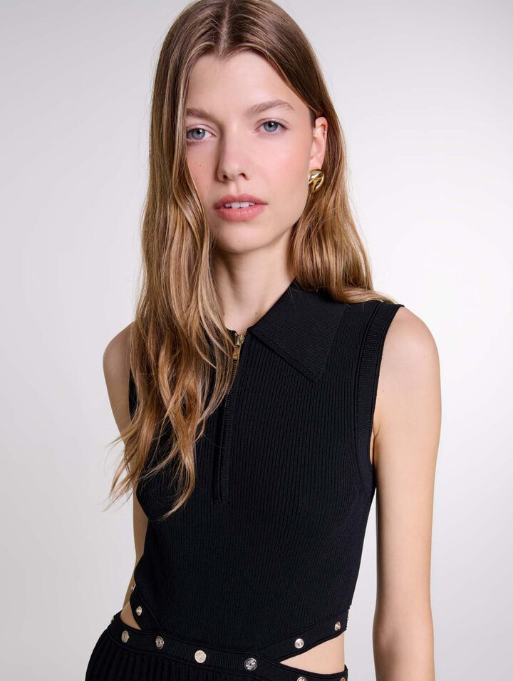 Robe longue en maille côtelée