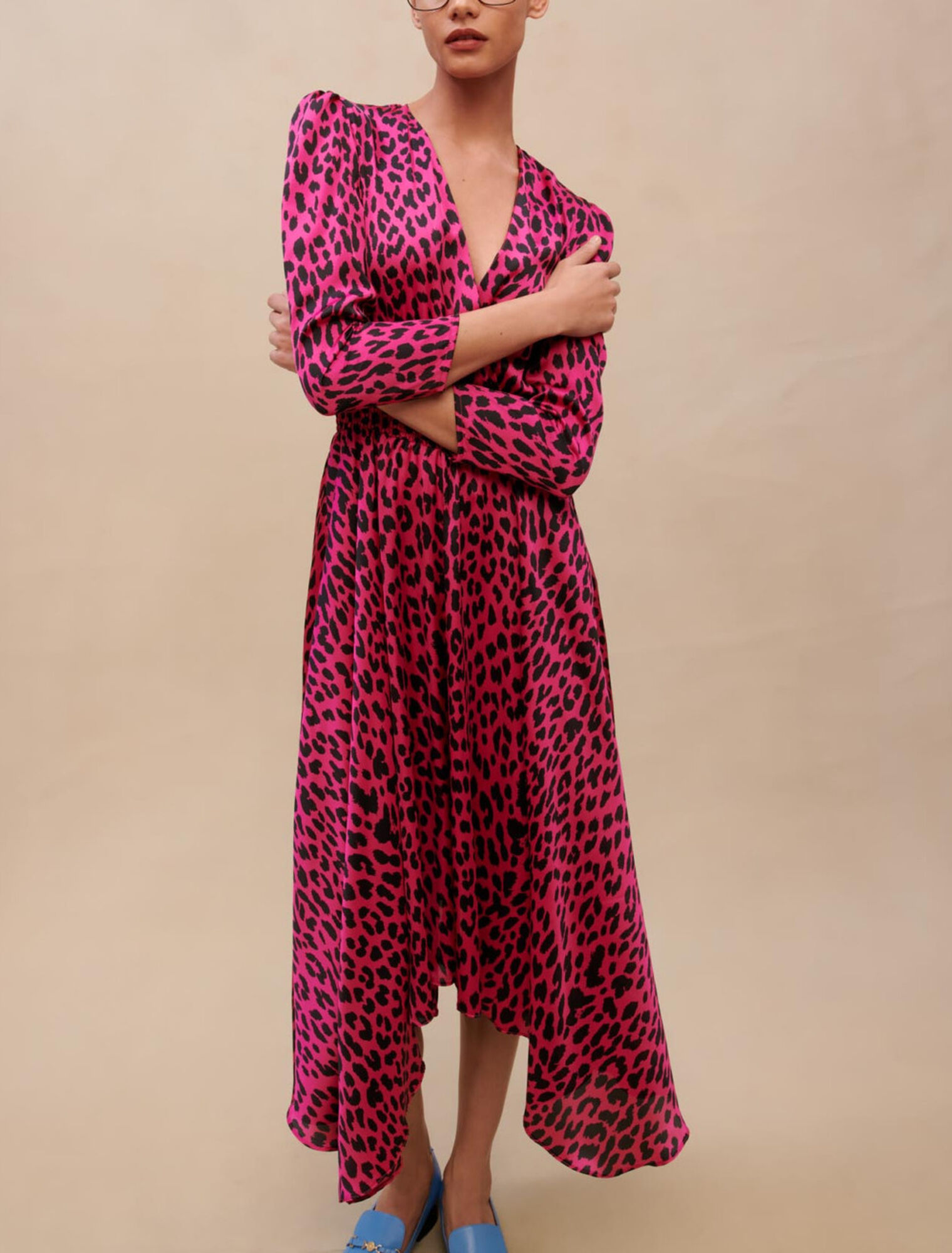 Robe asymétrique imprimée léopard