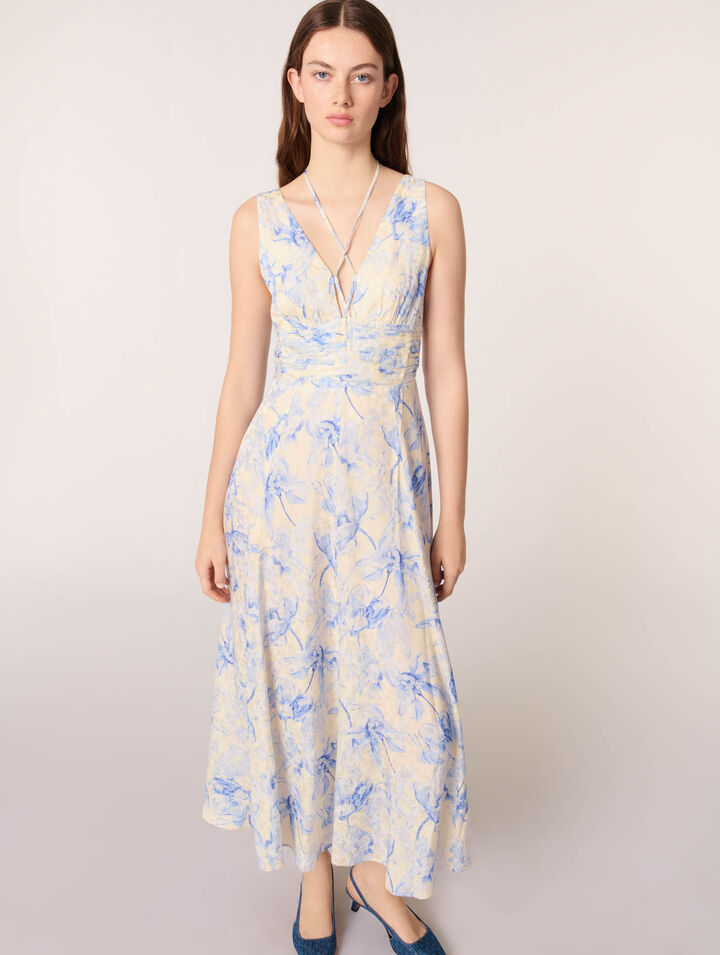Robe longue imprimée et laçage