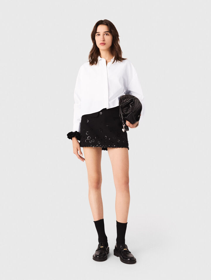 Short trompe l'œil brodé
