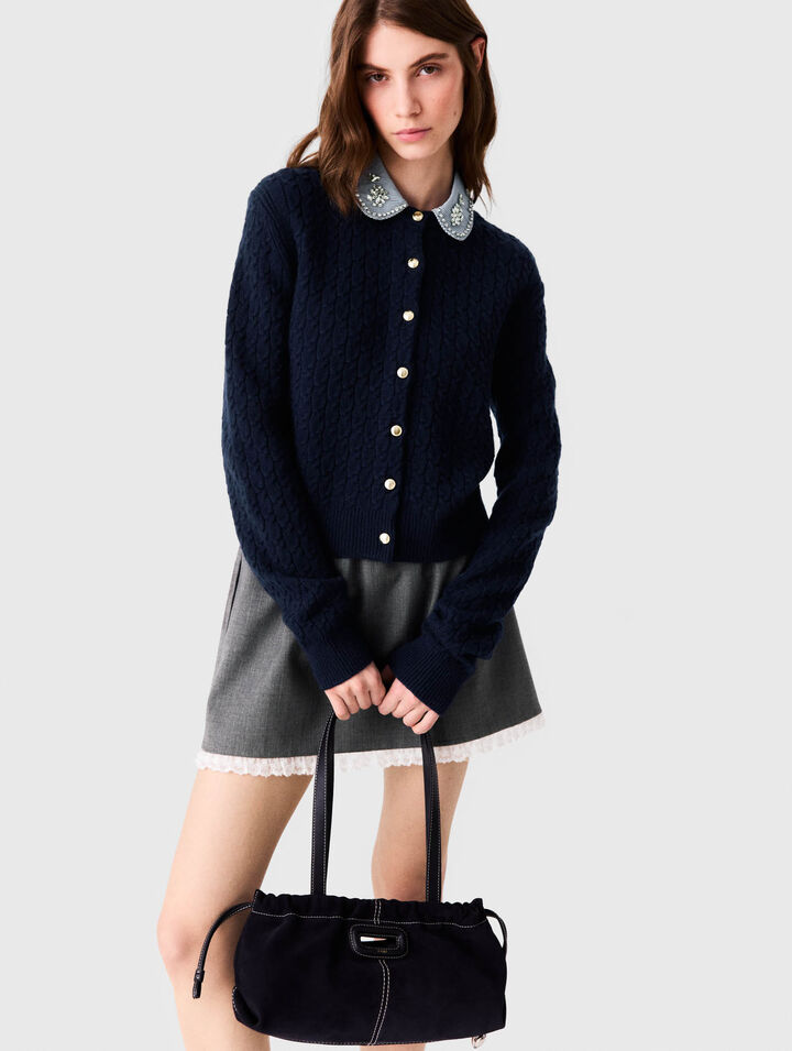 Cardigan avec col en popeline