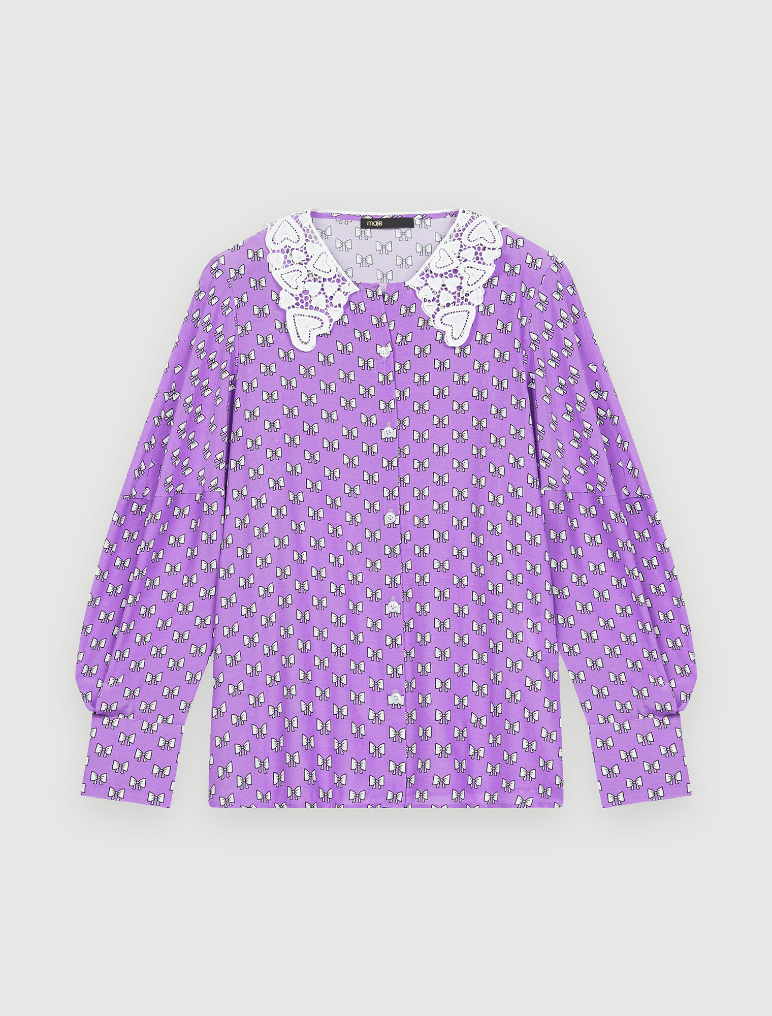 Chemise imprimé nœuds et col en guipure
