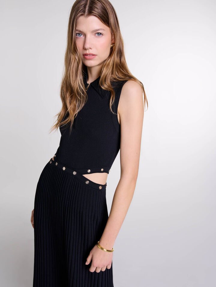 Robe longue en maille côtelée