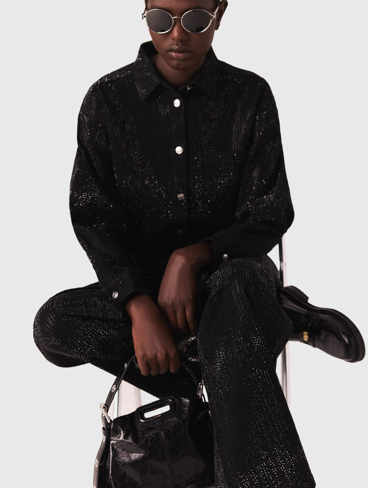 Chemise en denim strassée