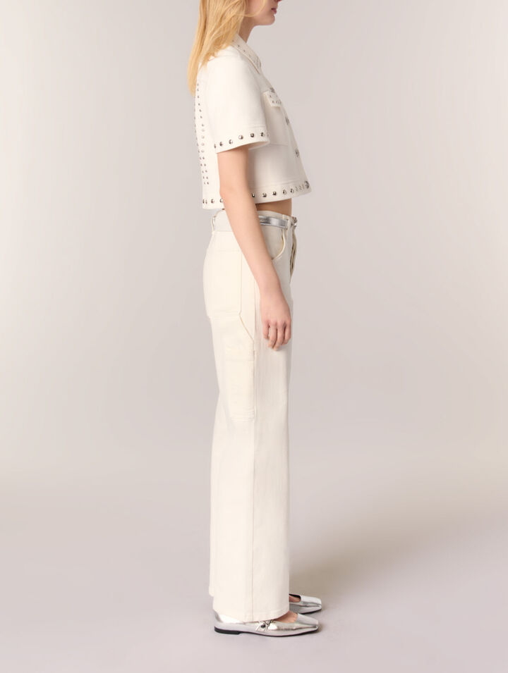 Cardigan court &agrave; studs