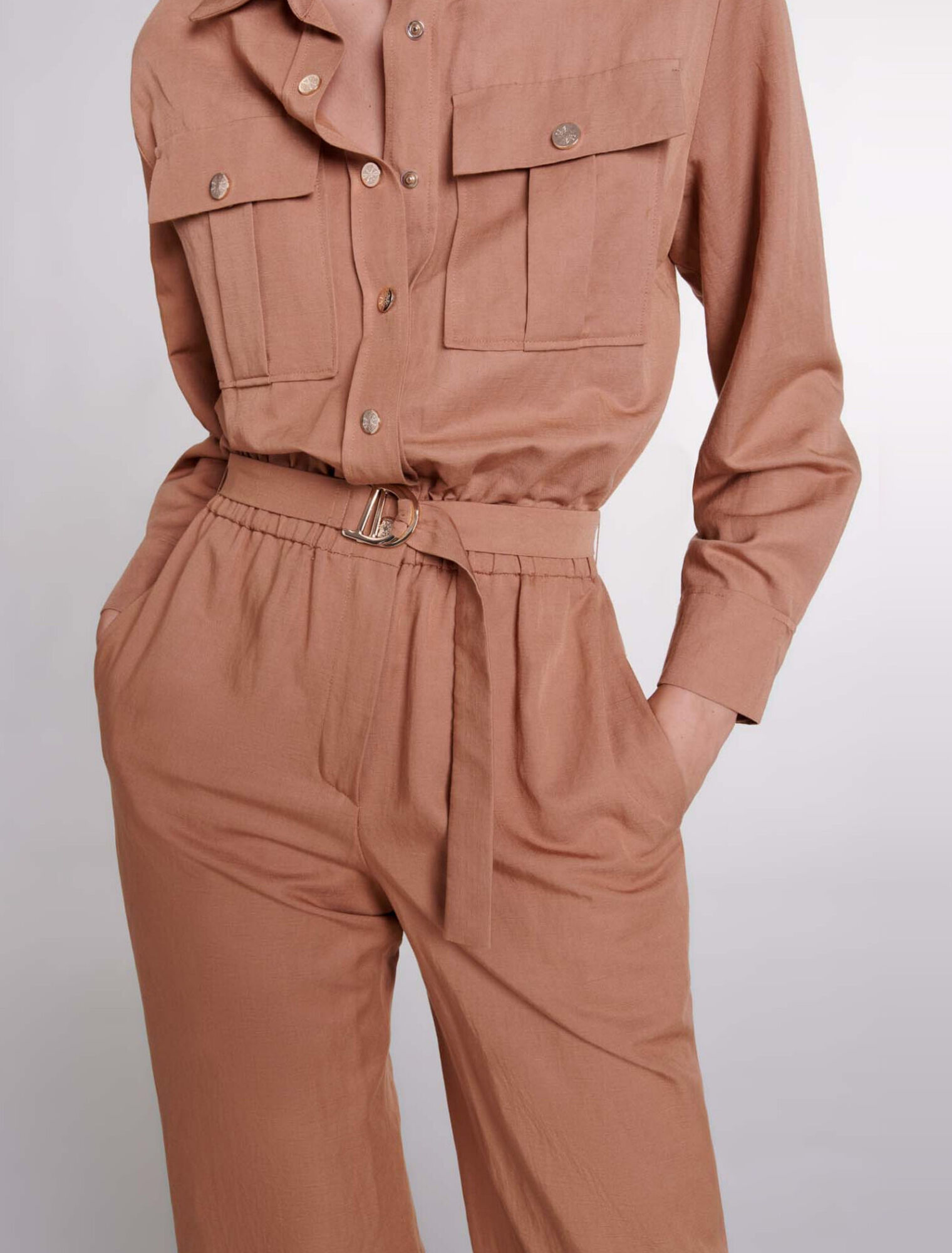 Combinaison pantalon en lin mélangé