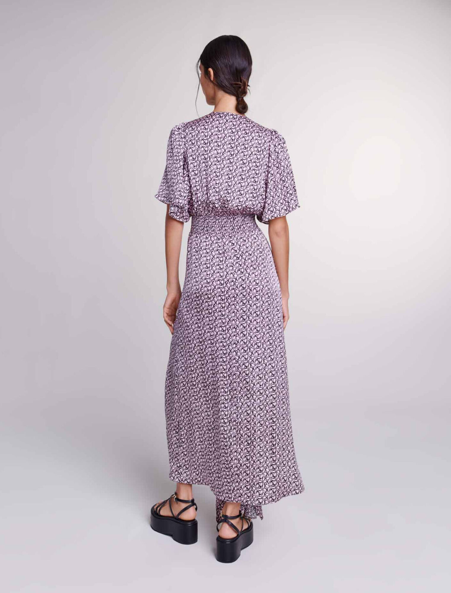 Robe longue satinée imprimée