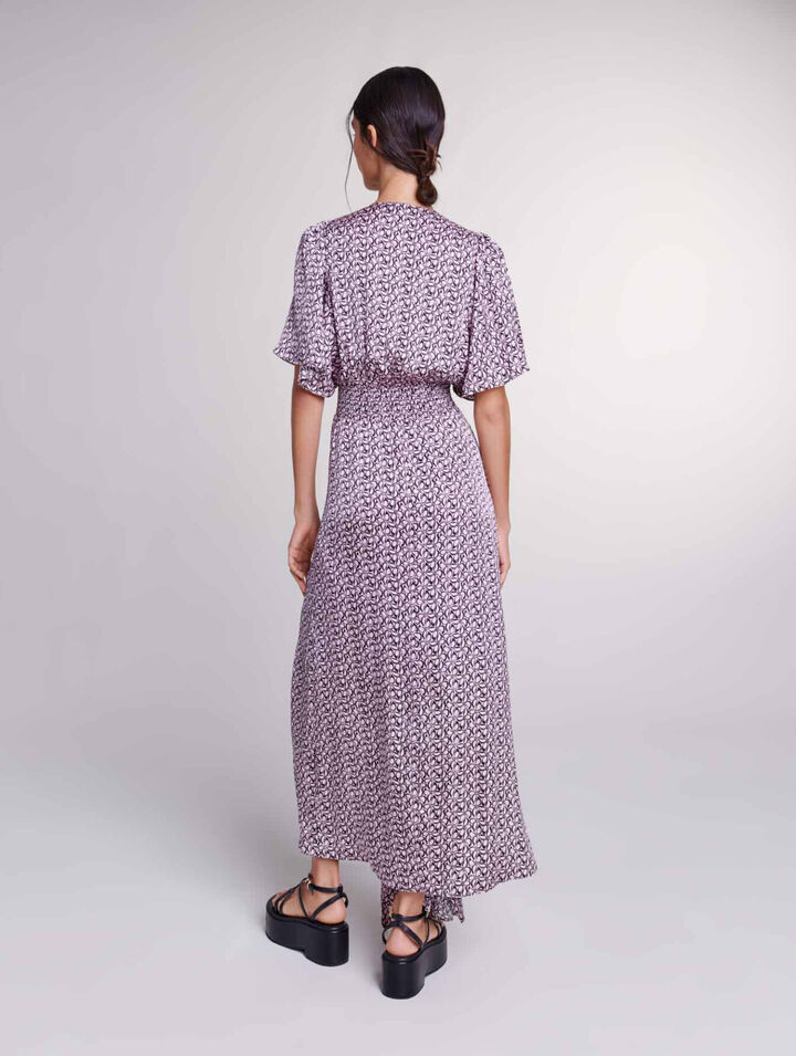 Robe longue satinée imprimée