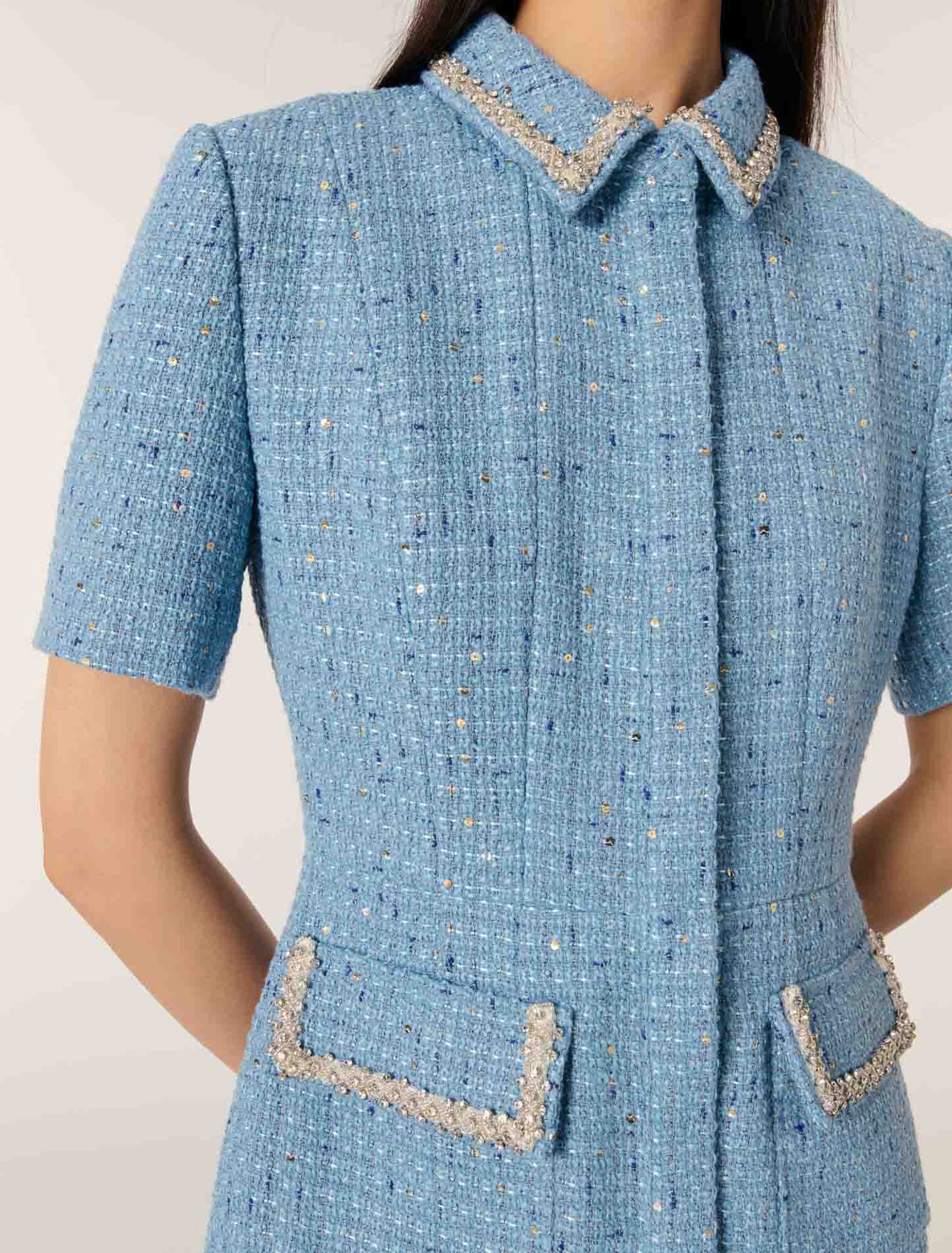 Robe courte en tweed à sequins