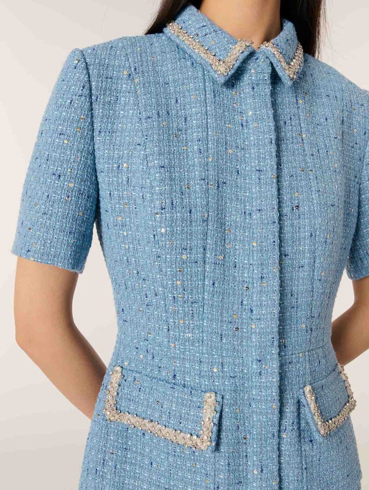 Robe courte en tweed à sequins