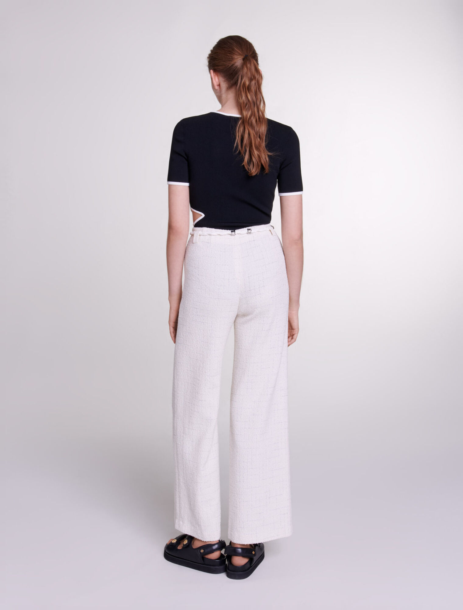 Pantalon en tweed à fils métalisés