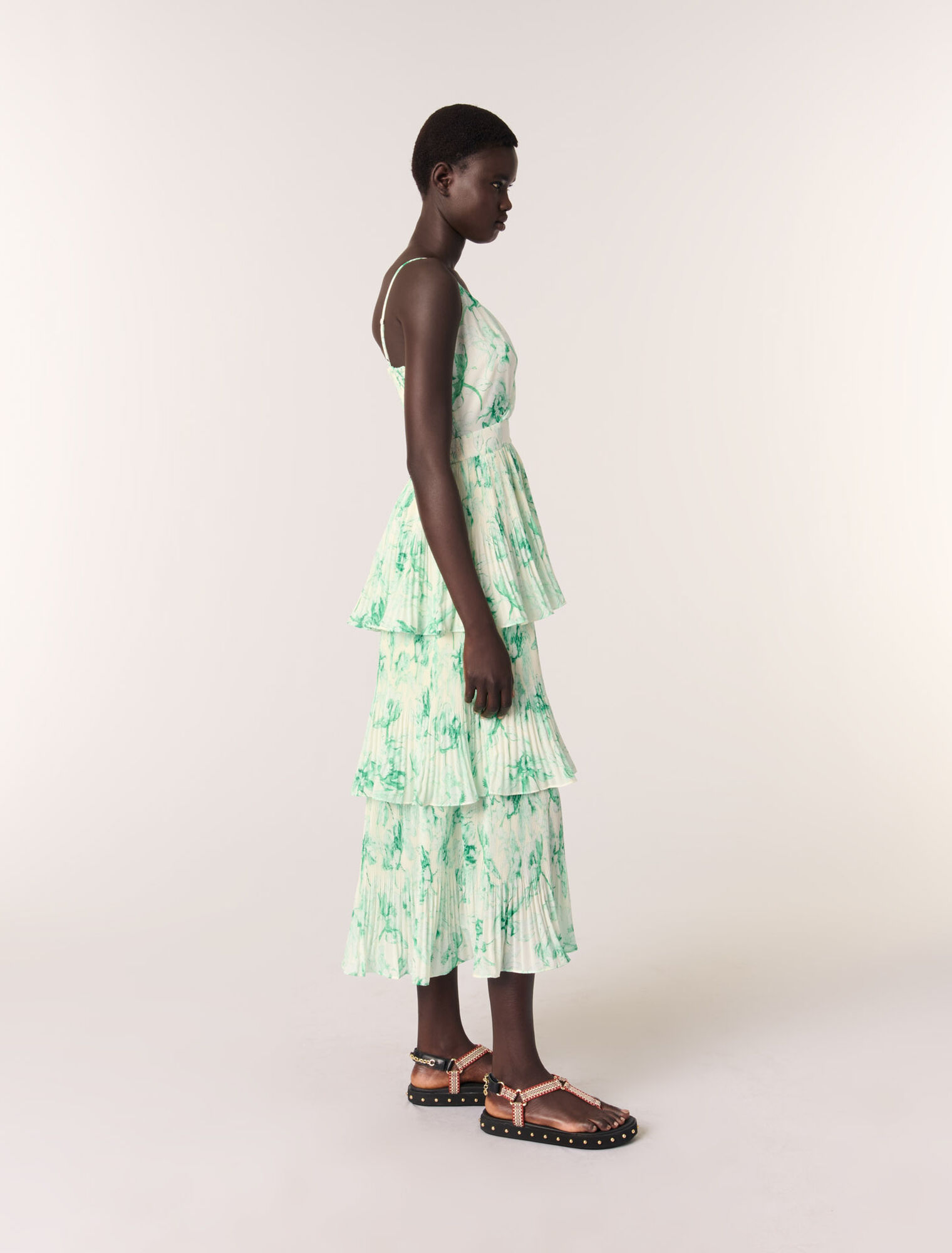 Robe longue imprimée à volants