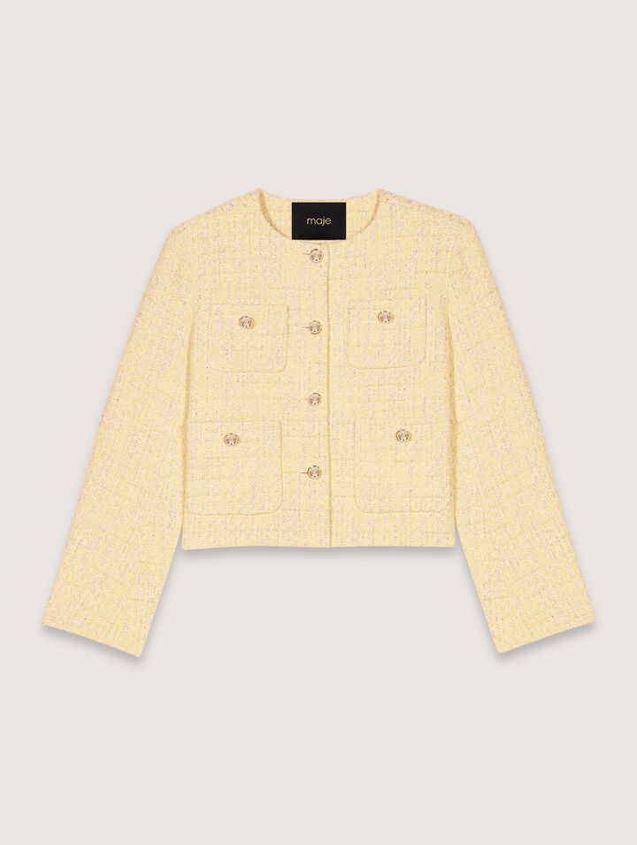 Veste courte en tweed et lurex