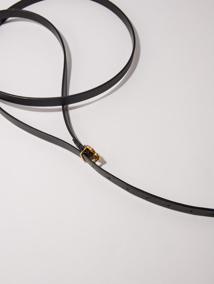 Ceinture fine en cuir double tour