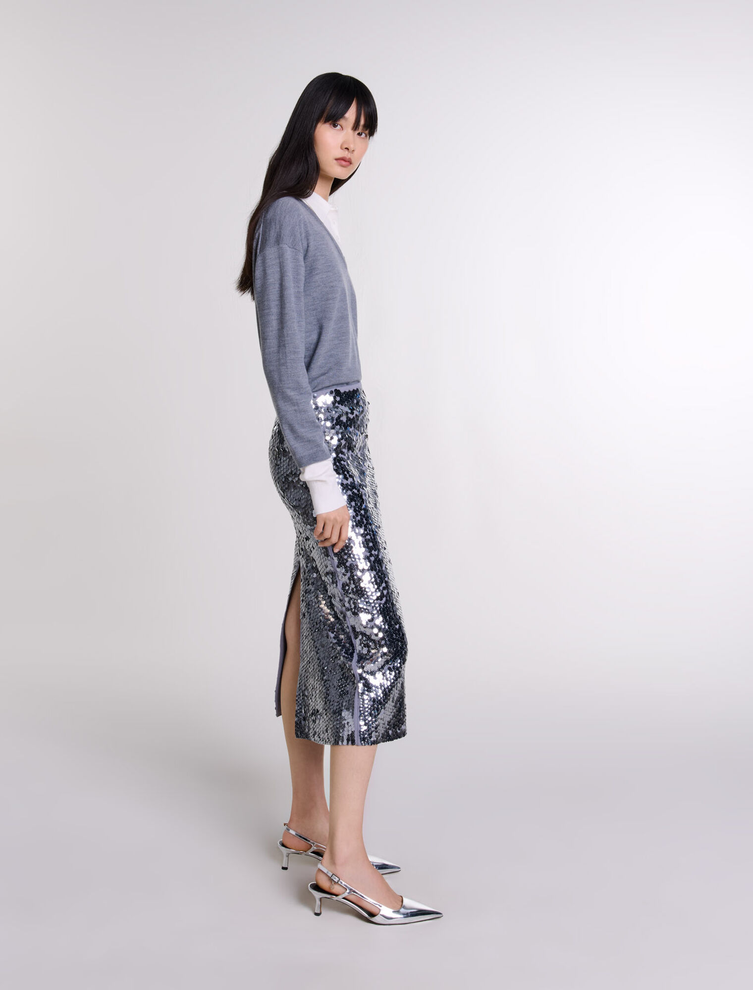 Jupe en maille ornée de sequins