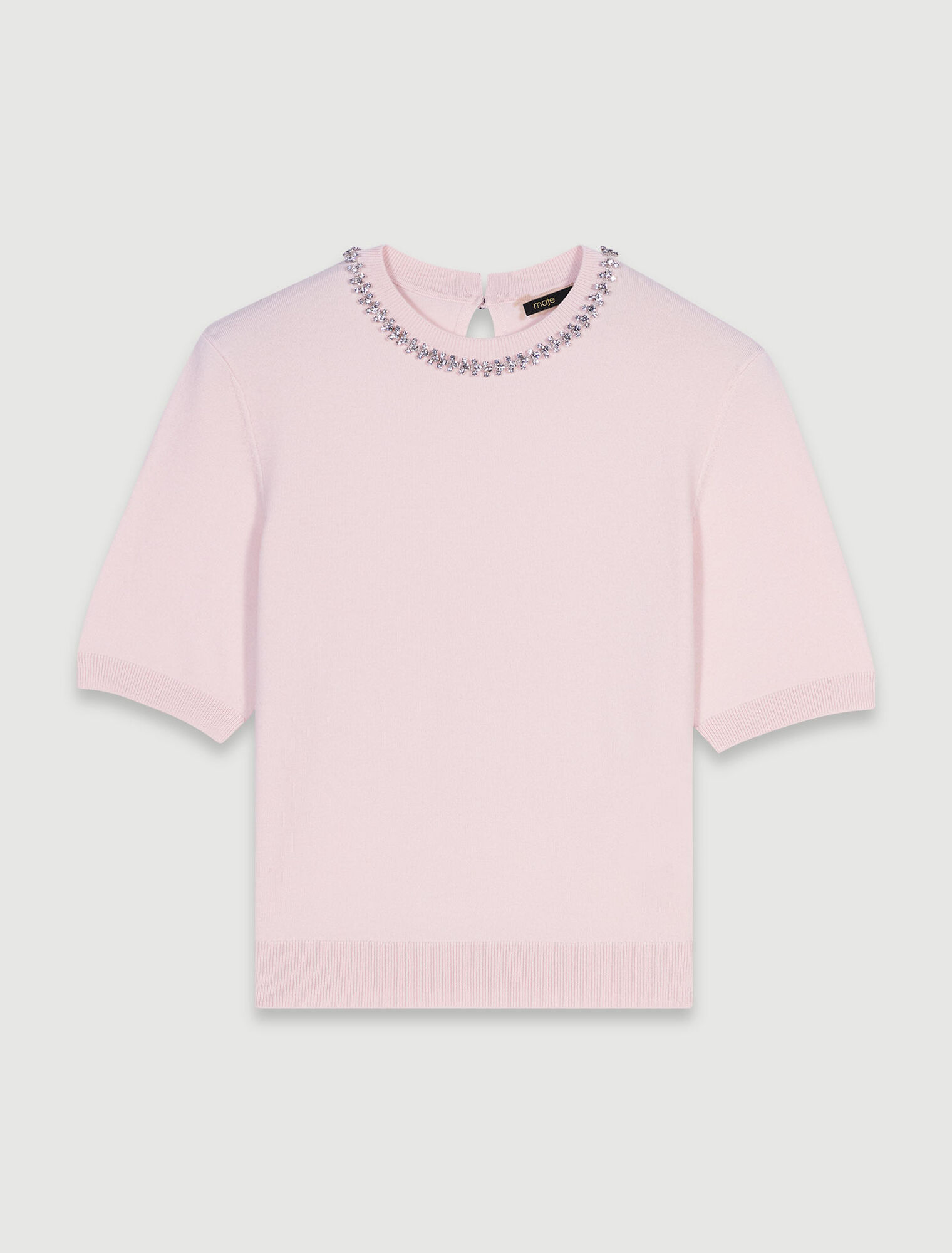 Pull court en maille avec strass