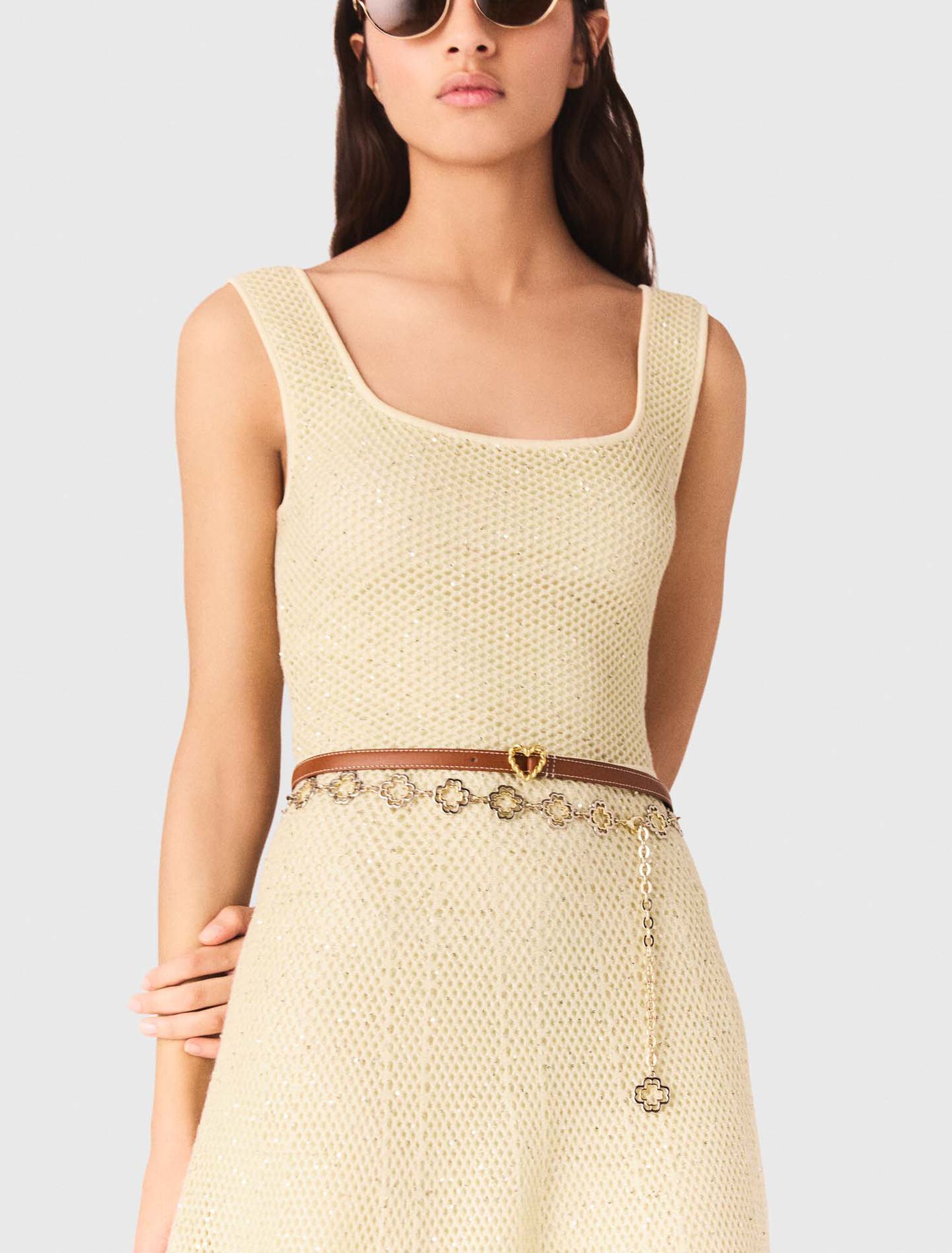 Robe longue en maille strass&eacute;e