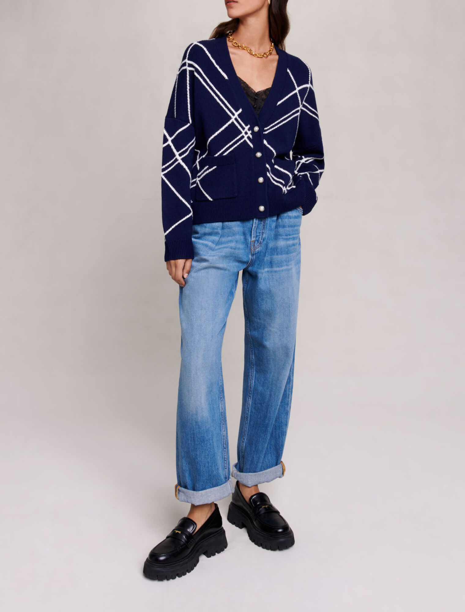 Cardigan en maille à rayures