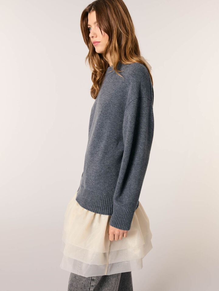 Robe bi-matière laine et organza