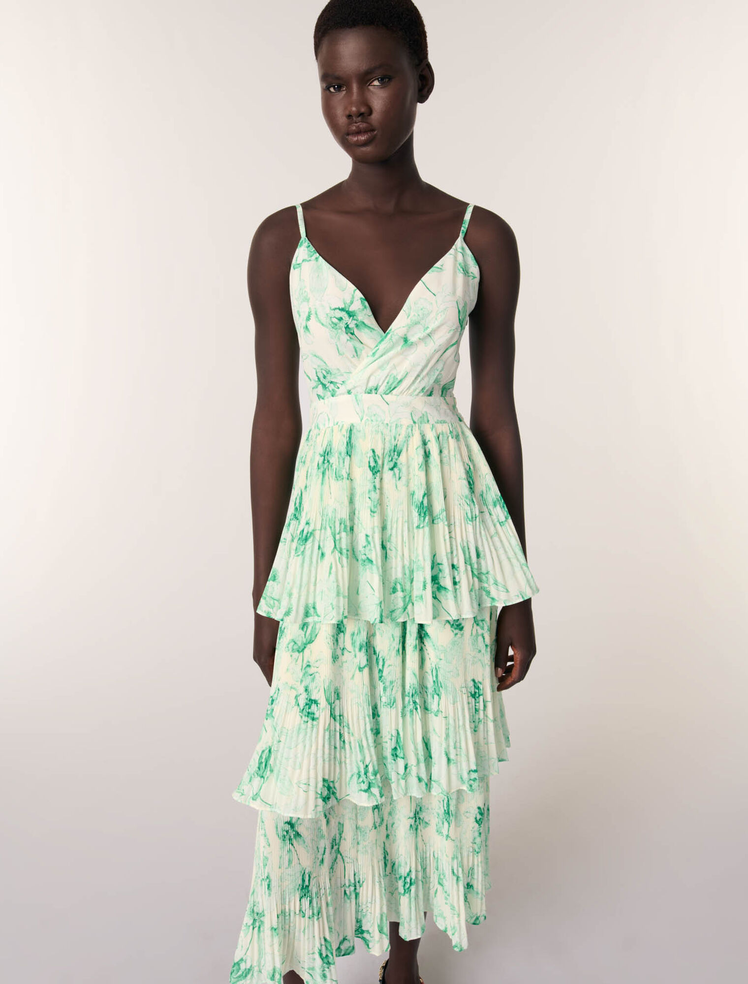Robe longue imprimée à volants