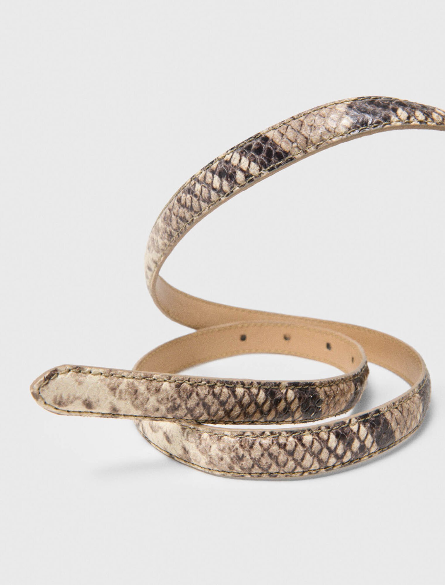 Ceinture fine en cuir effet python